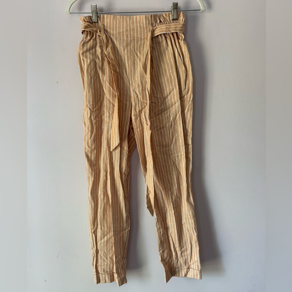 Sienna Sky Pink Striped Paperbag Waist Pants